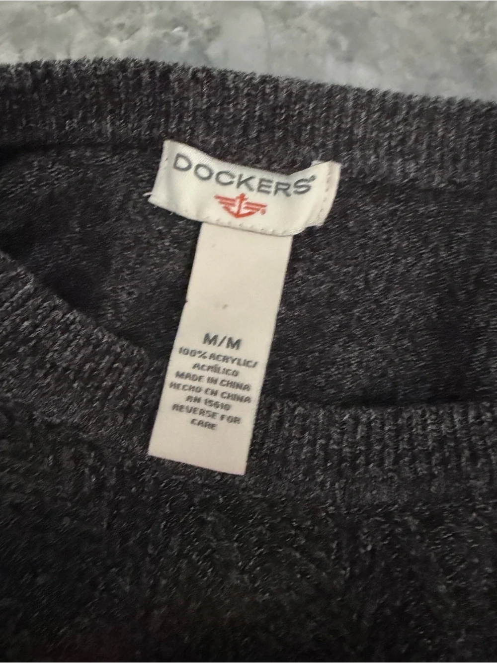 Dockers Men’s Medium Charcoal Gray Textured Knit Crewneck Sweater